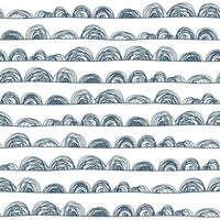 Doodle Scallop Peel and Stick Wallpaper Peel and Stick Wallpaper RoomMates Roll Indigo 