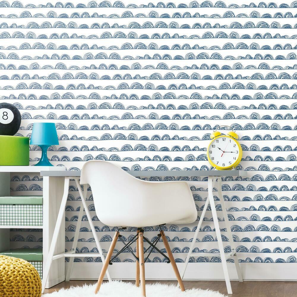 Doodle Scallop Peel and Stick Wallpaper Peel and Stick Wallpaper RoomMates   