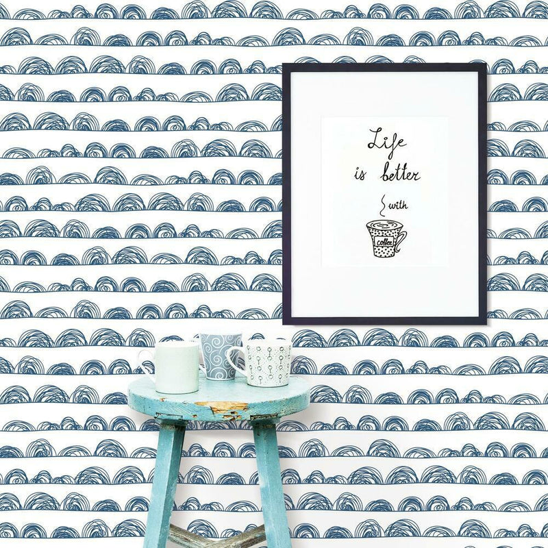 Doodle Scallop Peel and Stick Wallpaper Peel and Stick Wallpaper RoomMates   