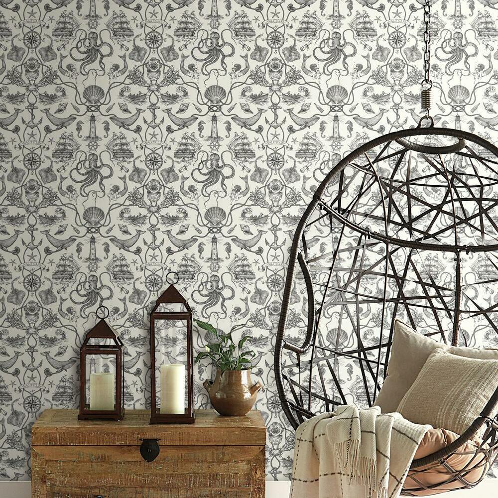 Deep Sea Toile Peel and Stick Wallpaper Peel and Stick Wallpaper RoomMates   