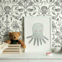 Deep Sea Toile Peel and Stick Wallpaper Peel and Stick Wallpaper RoomMates   