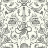 Deep Sea Toile Peel and Stick Wallpaper Peel and Stick Wallpaper RoomMates Roll Black 