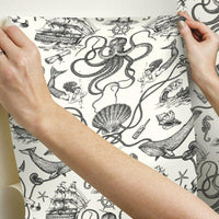 Deep Sea Toile Peel and Stick Wallpaper Peel and Stick Wallpaper RoomMates   