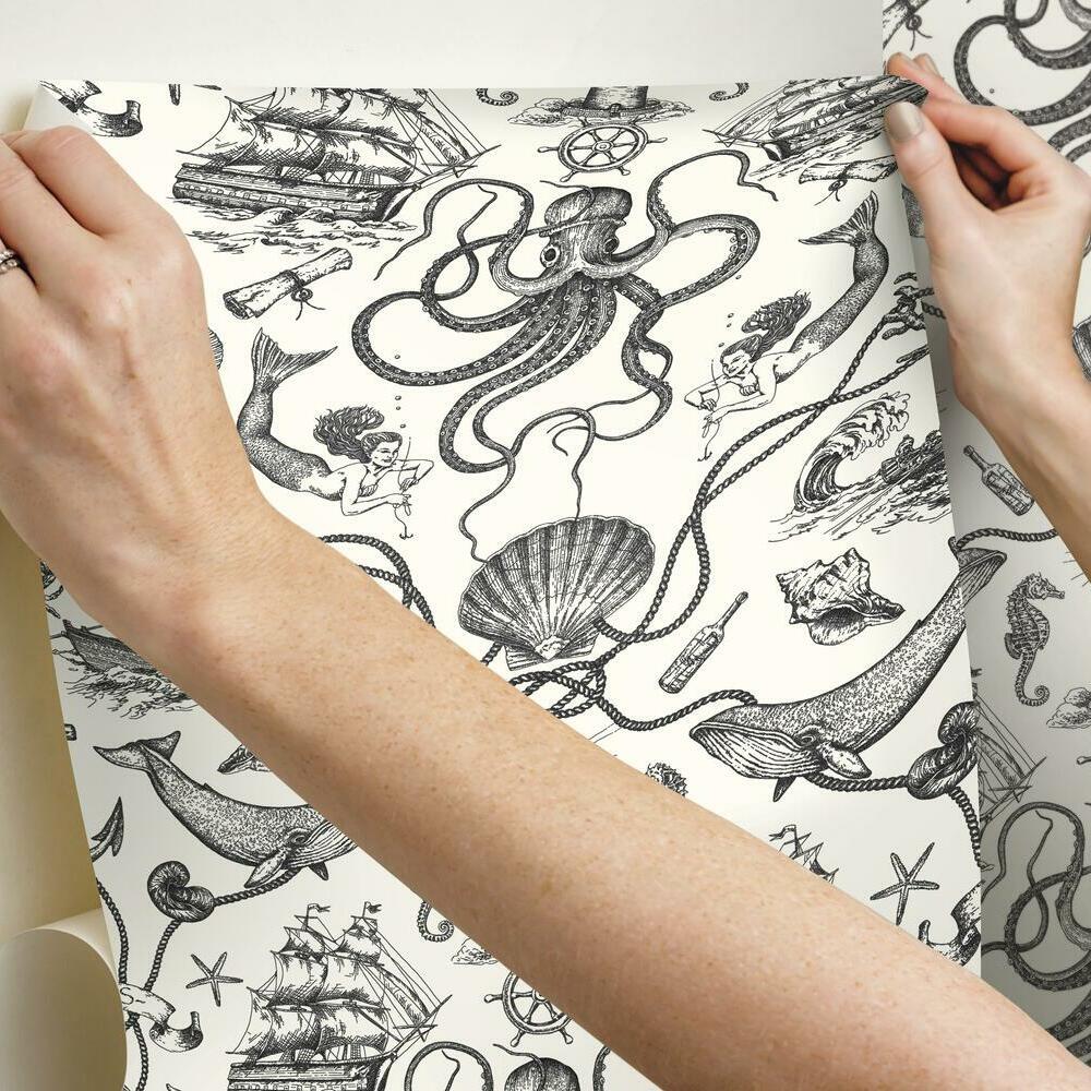 Deep Sea Toile Peel and Stick Wallpaper Peel and Stick Wallpaper RoomMates   