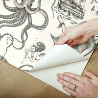Deep Sea Toile Peel and Stick Wallpaper Peel and Stick Wallpaper RoomMates   