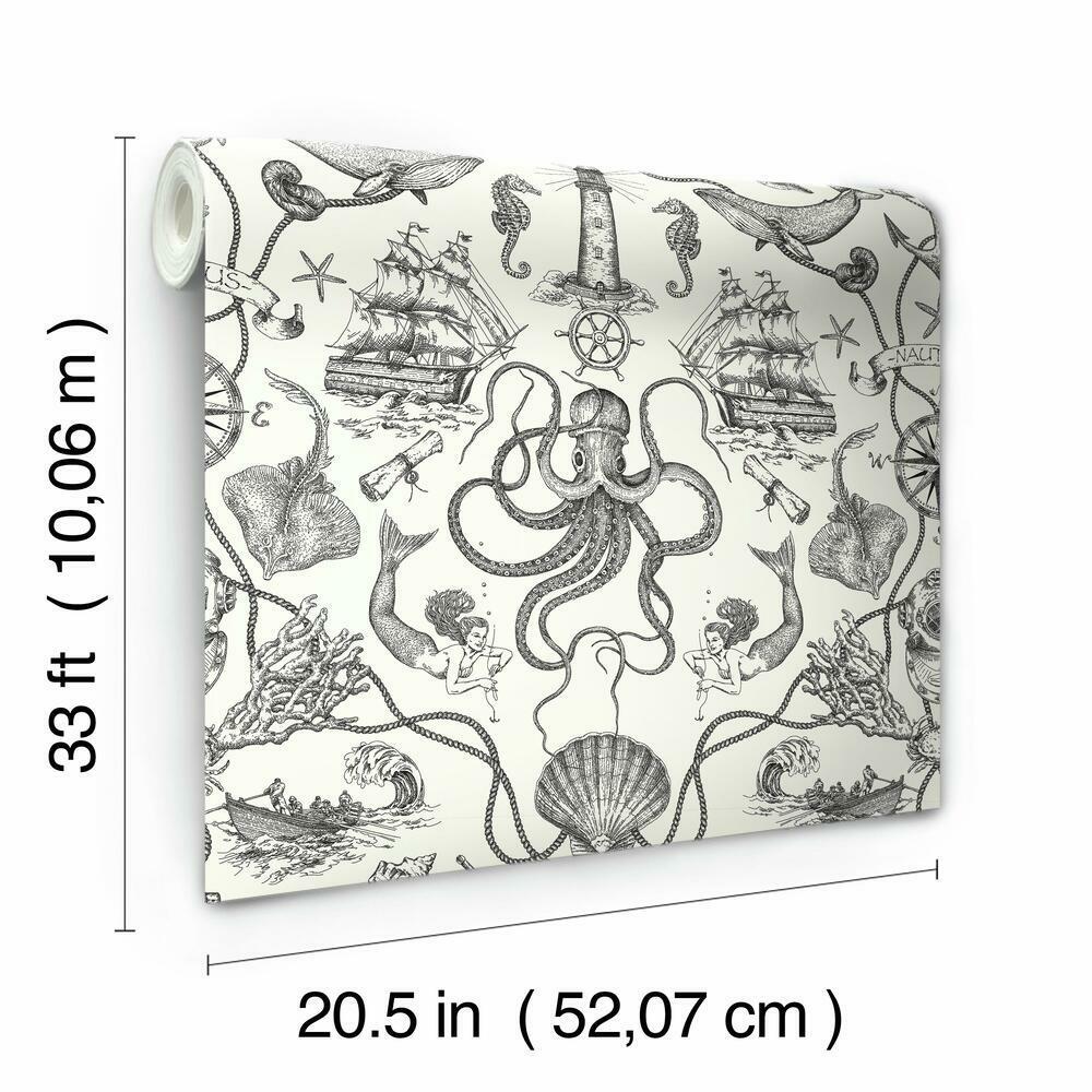 Deep Sea Toile Peel and Stick Wallpaper Peel and Stick Wallpaper RoomMates   