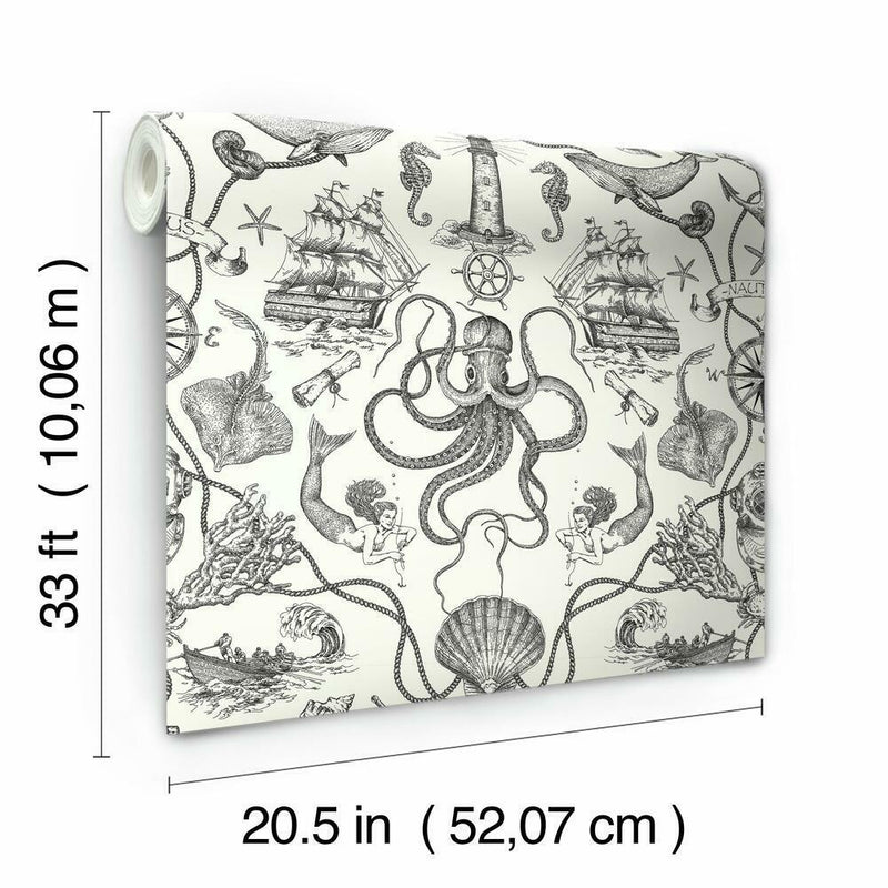 Deep Sea Toile Peel and Stick Wallpaper Peel and Stick Wallpaper RoomMates   