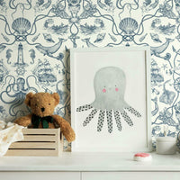 Deep Sea Toile Peel and Stick Wallpaper Peel and Stick Wallpaper RoomMates   