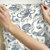Deep Sea Toile Peel and Stick Wallpaper Peel and Stick Wallpaper RoomMates   
