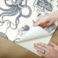 Deep Sea Toile Peel and Stick Wallpaper Peel and Stick Wallpaper RoomMates   