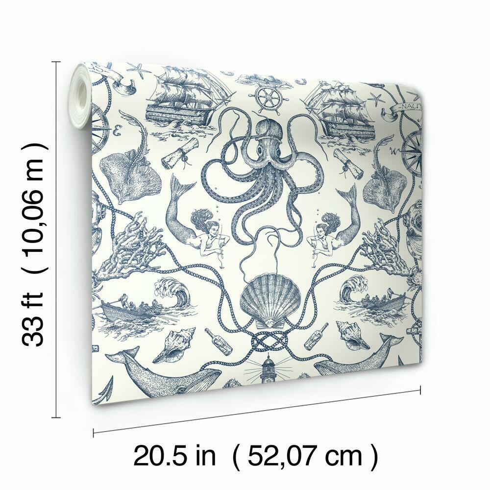 Deep Sea Toile Peel and Stick Wallpaper Peel and Stick Wallpaper RoomMates   