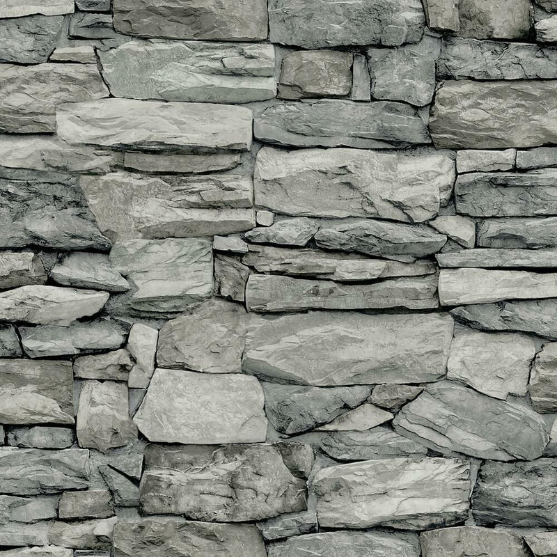 Stone Peel and Stick Wallpaper Peel and Stick Wallpaper RoomMates Roll Grey 