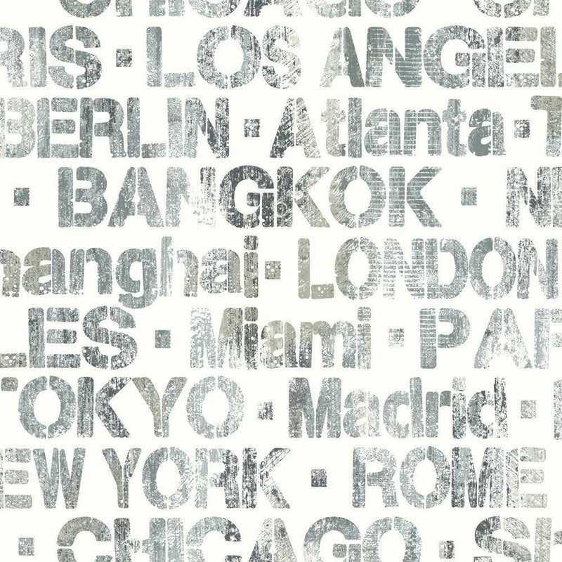 Cities of the World Peel and Stick Wallpaper Peel and Stick Wallpaper RoomMates Roll White 