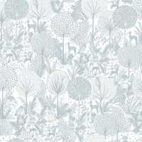 Forest Friends Peel & Stick Wallpaper Peel and Stick Wallpaper RoomMates Roll Blue 