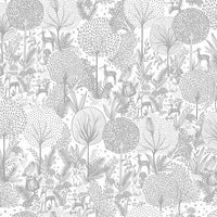 Forest Friends Peel & Stick Wallpaper Peel and Stick Wallpaper RoomMates Roll Grey 