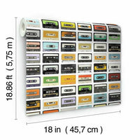 Retro Cassettes Peel & Stick Wallpaper Peel and Stick Wallpaper RoomMates   