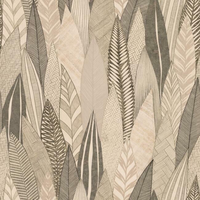 Fern & Feathers Peel & Stick Wallpaper Peel and Stick Wallpaper RoomMates Roll Tan 
