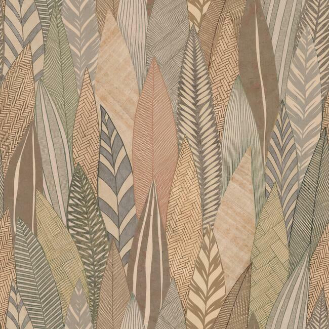 Fern & Feathers Peel & Stick Wallpaper Peel and Stick Wallpaper RoomMates Roll Tan/Red 