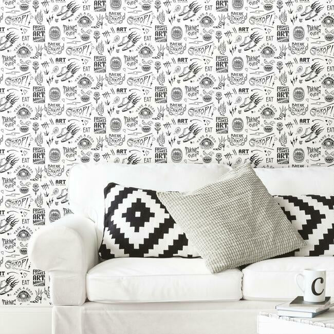Disney Cruella Graffiti Peel & Stick Wallpaper Peel and Stick Wallpaper RoomMates   