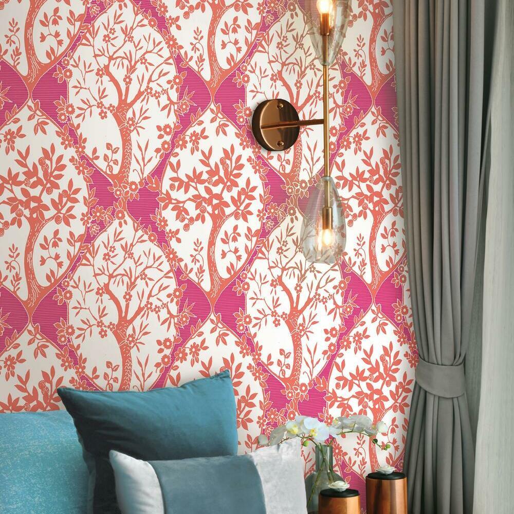 Tree and Vine Ogee Peel and Stick Wallpaper Peel and Stick Wallpaper RoomMates   