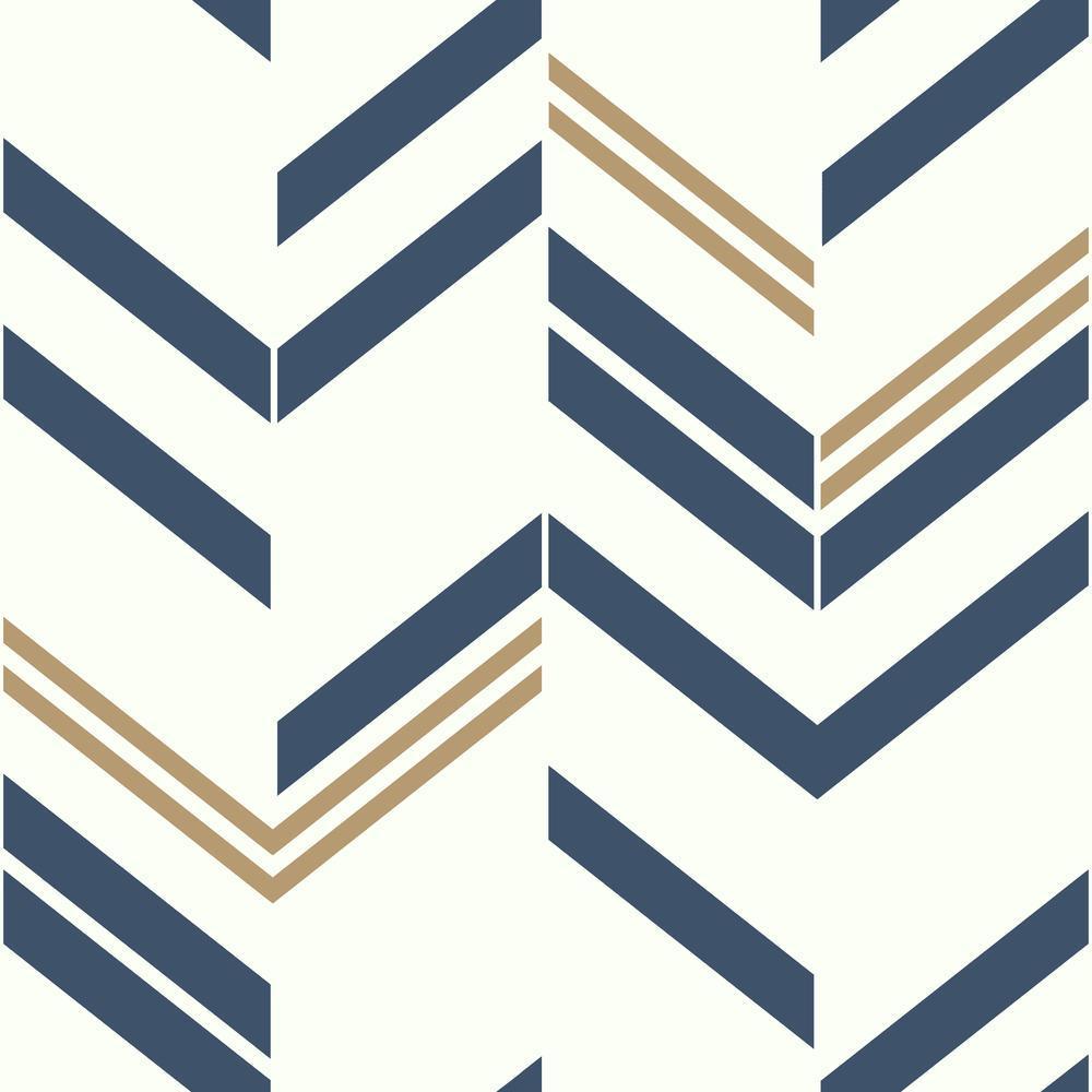 Chevron Stripe Peel and Stick Wallpaper Peel and Stick Wallpaper RoomMates Roll Blue 