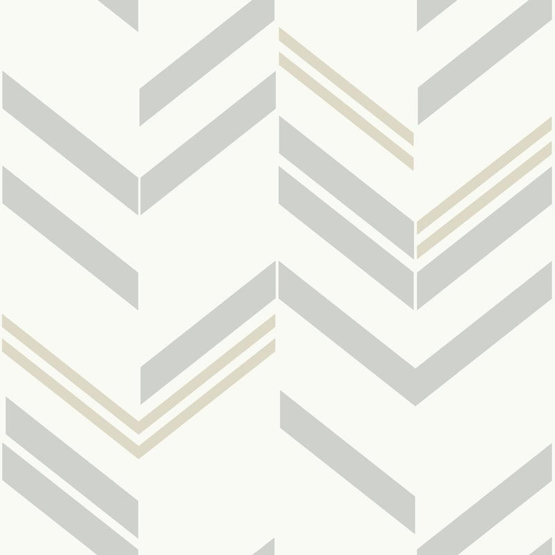 Chevron Stripe Peel and Stick Wallpaper Peel and Stick Wallpaper RoomMates Roll Gray 