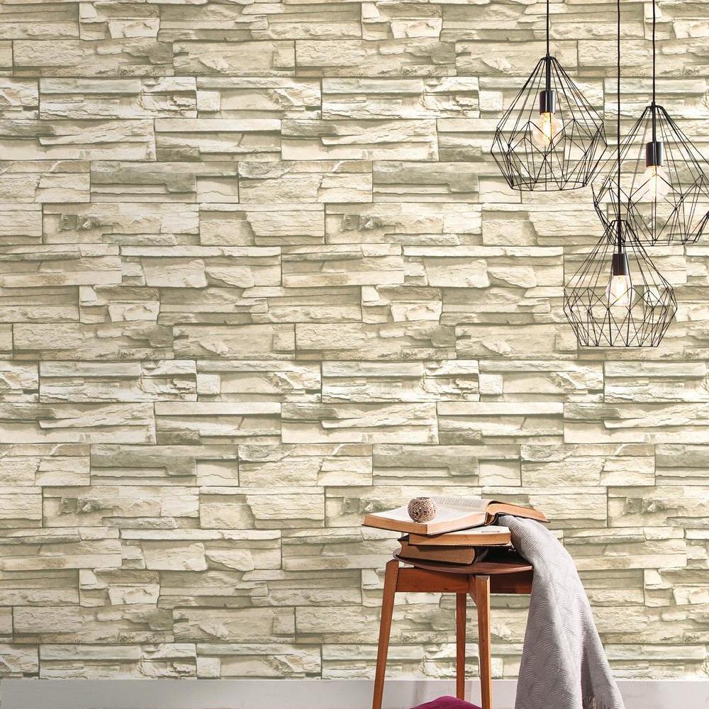 Stacked Stone Peel and Stick Wallpaper Peel and Stick Wallpaper RoomMates   