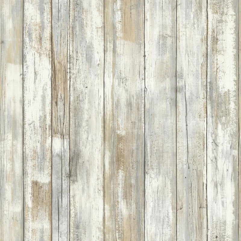 Distressed Wood Peel and Stick Wallpaper Peel and Stick Wallpaper RoomMates Roll Tan 