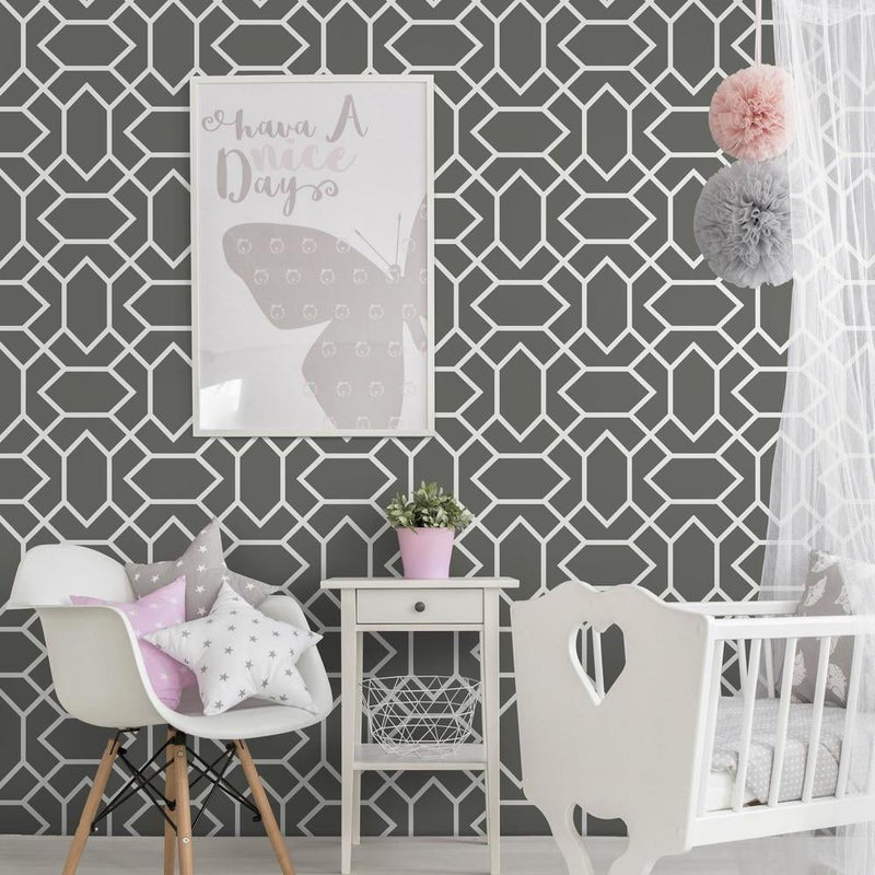 RoomMates Dk Grey Modern Geometric Peel & Stick Wallpaper RoomMates Dk Grey Modern Geometric Peel & Stick Wallpaper
