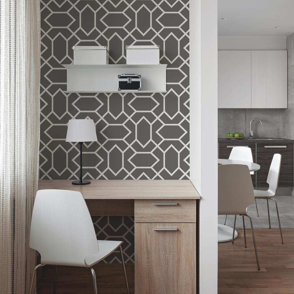 RoomMates Dk Grey Modern Geometric Peel & Stick Wallpaper RoomMates Dk Grey Modern Geometric Peel & Stick Wallpaper