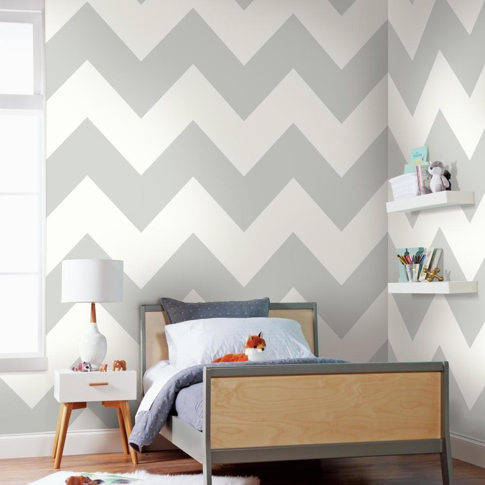 Large Chevron Peel and Stick Wallpaper Peel and Stick Wallpaper RoomMates   