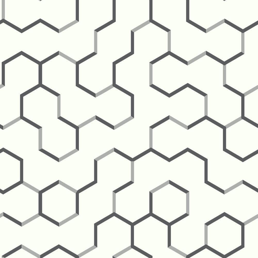 Open Geometric Peel and Stick Wallpaper Peel and Stick Wallpaper RoomMates Roll Gray 