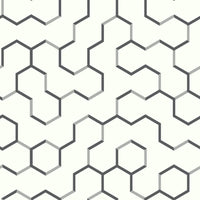 Open Geometric Peel and Stick Wallpaper Peel and Stick Wallpaper RoomMates Roll Gray 