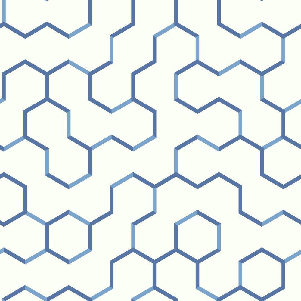 Open Geometric Peel and Stick Wallpaper Peel and Stick Wallpaper RoomMates Roll Blue 