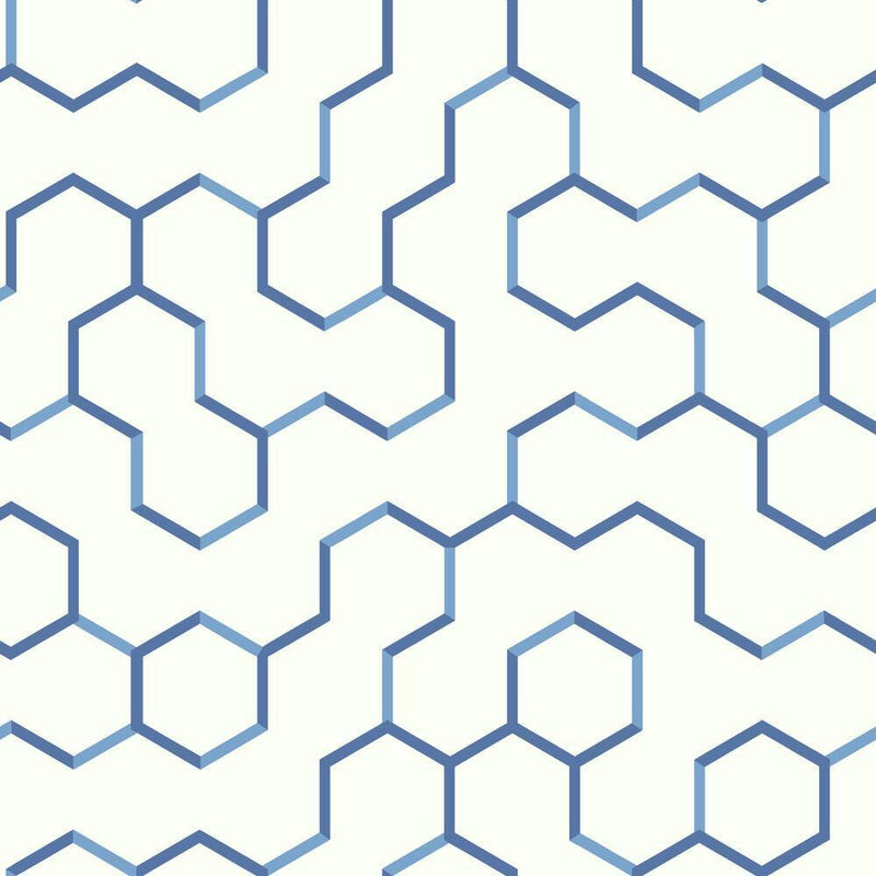 Open Geometric Peel and Stick Wallpaper Peel and Stick Wallpaper RoomMates Roll Blue 