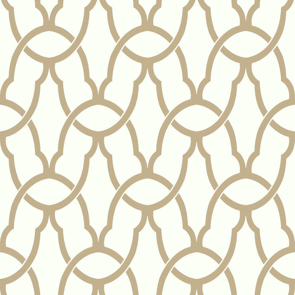 Trellis Peel and Stick Wallpaper Peel and Stick Wallpaper RoomMates Roll Gold 