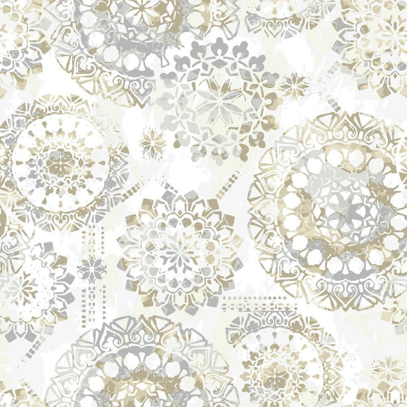 Bohemian Peel and Stick Wallpaper Peel and Stick Wallpaper RoomMates Roll Tan 