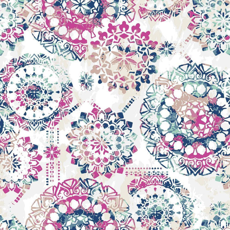 Bohemian Peel and Stick Wallpaper Peel and Stick Wallpaper RoomMates Roll Pink 