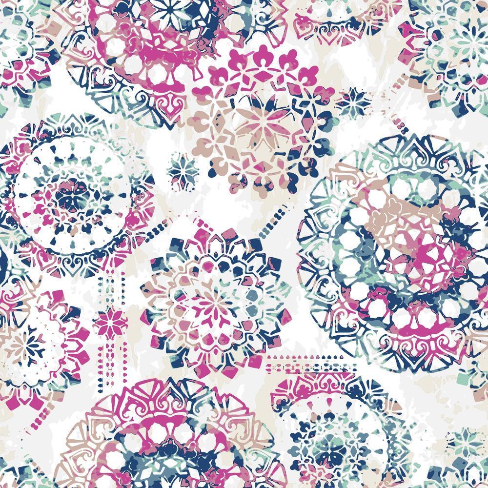 Bohemian Peel and Stick Wallpaper Peel and Stick Wallpaper RoomMates Roll Pink 
