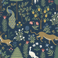 Menagerie Wallpaper Wallpaper Rifle Paper Co. Double Roll Navy 