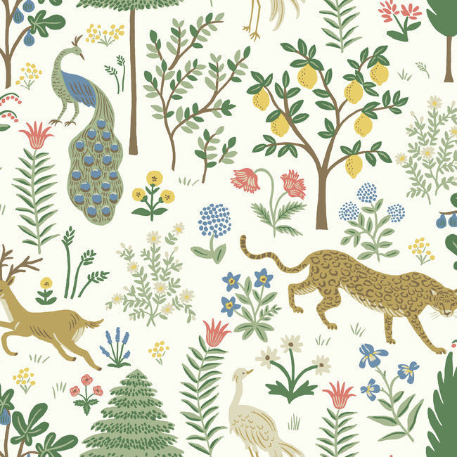 Menagerie Wallpaper Wallpaper Rifle Paper Co. Double Roll White 
