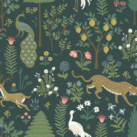 Menagerie Wallpaper Wallpaper Rifle Paper Co. Double Roll Emerald 