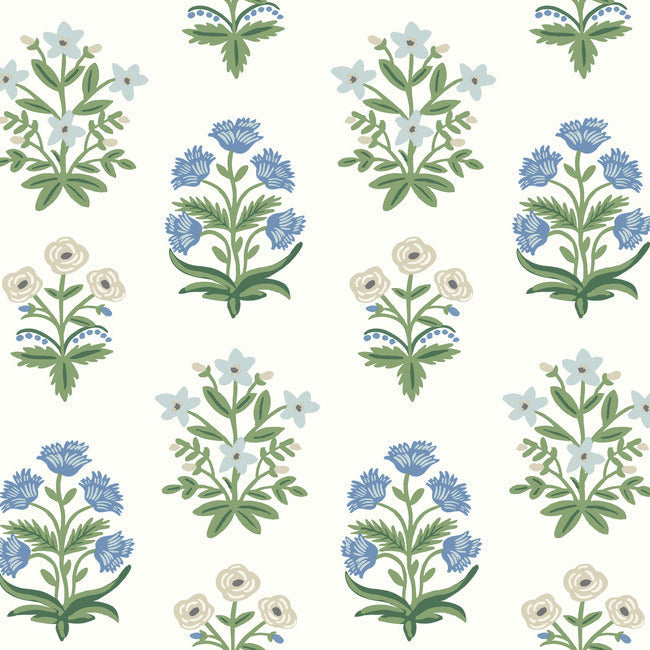 Mughal Rose Wallpaper Wallpaper Rifle Paper Co. Double Roll Indigo 
