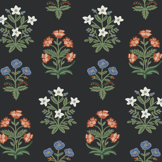 Mughal Rose Wallpaper Wallpaper Rifle Paper Co. Double Roll Black 