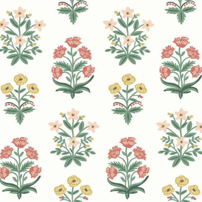 Mughal Rose Wallpaper Wallpaper Rifle Paper Co. Double Roll White 