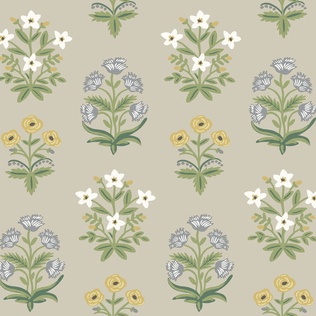 Mughal Rose Wallpaper Wallpaper Rifle Paper Co. Double Roll Linen 