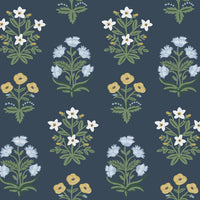 Mughal Rose Wallpaper Wallpaper Rifle Paper Co. Double Roll Navy 