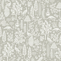 Menagerie Toile Wallpaper Wallpaper Rifle Paper Co. Double Roll Grey & White 