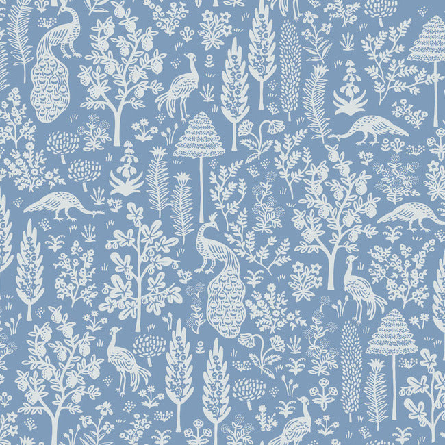 Menagerie Toile Wallpaper Wallpaper Rifle Paper Co. Double Roll Blue & White 