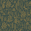 Menagerie Toile Wallpaper Wallpaper Rifle Paper Co. Double Roll Emerald & Metallic Gold 